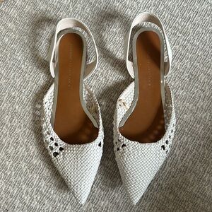 Zara white woven pointy toad sling back shoes